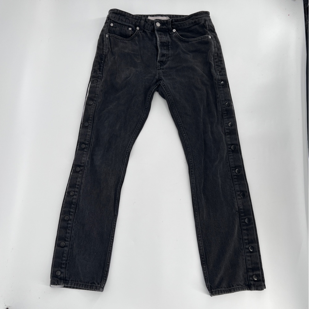 Topman Black Straight Leg Side Snaps Button Fly Jeans Size 32 x 32 Men’s